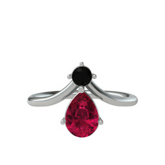 Siyah zirkon ve rodolit garnet 925 ayar gümüş yüzük