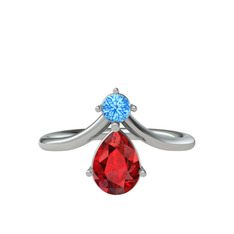 Akuamarin ve garnet 925 ayar gümüş yüzük