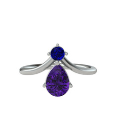 Lab safir ve ametist 14 ayar beyaz altın yüzük