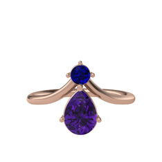 Pluvia Yüzük - Lab safir ve ametist 925 ayar rose altın kaplama gümüş yüzük #drzuy8