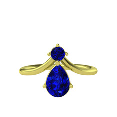 Lab safir 925 ayar altın kaplama gümüş yüzük