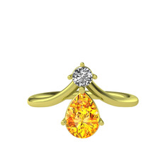 Pluvia Yüzük - Swarovski ve sitrin 14 ayar altın yüzük #exk672