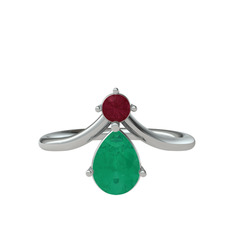 Pluvia Yüzük - Kök yakut ve kök zümrüt 925 ayar gümüş yüzük #fckr9e