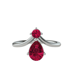 Pluvia Yüzük - Rodolit garnet 8 ayar beyaz altın yüzük #ffhh25