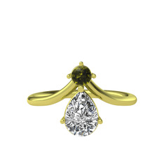 Peridot ve swarovski 925 ayar altın kaplama gümüş yüzük