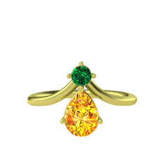 Pluvia Yüzük - Yeşil kuvars ve sitrin 8 ayar altın yüzük #gnkrsb