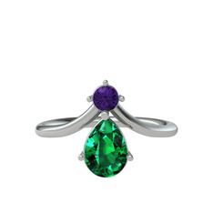 Pluvia Yüzük - Ametist ve yeşil kuvars 925 ayar gümüş yüzük #h0jujx
