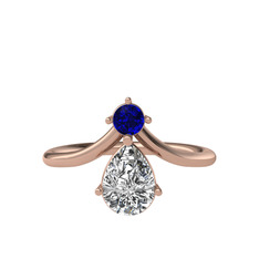 Pluvia Yüzük - Lab safir ve swarovski 8 ayar rose altın yüzük #hha1cr