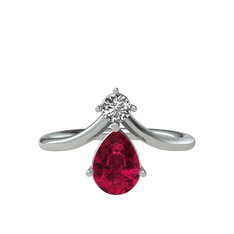 Pluvia Yüzük - Swarovski ve rodolit garnet 14 ayar beyaz altın yüzük #igh77m
