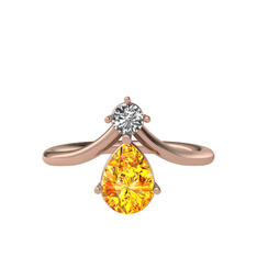 Pluvia Yüzük - Swarovski ve sitrin 8 ayar rose altın yüzük #ijm094