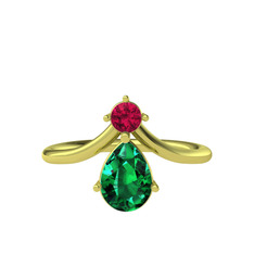 Pluvia Yüzük - Rodolit garnet ve yeşil kuvars 8 ayar altın yüzük #jjsidn