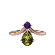 Pluvia Yüzük - Ametist ve peridot 18 ayar rose altın yüzük #jsmpve