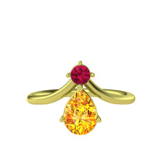 Pluvia Yüzük - Rodolit garnet ve sitrin 18 ayar altın yüzük #ke4oq2