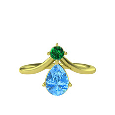 Pluvia Yüzük - Yeşil kuvars ve akuamarin 925 ayar altın kaplama gümüş yüzük #ko90ro