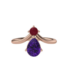 Pluvia Yüzük - Kök yakut ve ametist 18 ayar rose altın yüzük #l0gk5x