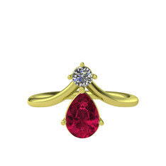 Pırlanta ve rodolit garnet 14 ayar altın yüzük (0.11 karat)