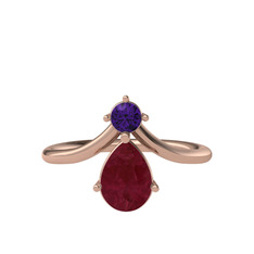 Pluvia Yüzük - Ametist ve kök yakut 925 ayar rose altın kaplama gümüş yüzük #lz1poi