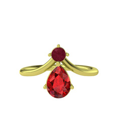 Pluvia Yüzük - Kök yakut ve garnet 18 ayar altın yüzük #m3suad