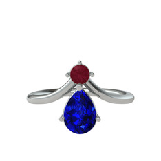 Pluvia Yüzük - Kök yakut ve lab safir 8 ayar beyaz altın yüzük #nxs16c