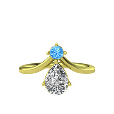 Pluvia Yüzük - Akuamarin ve swarovski 14 ayar altın yüzük #o23afq