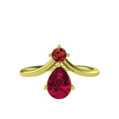 Garnet ve rodolit garnet 18 ayar altın yüzük