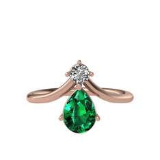 Pluvia Yüzük - Swarovski ve yeşil kuvars 925 ayar rose altın kaplama gümüş yüzük #p047mi