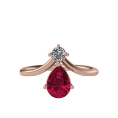 Pluvia Yüzük - Pırlanta ve rodolit garnet 14 ayar rose altın yüzük (0.11 karat) #p0xxxy