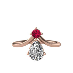Pluvia Yüzük - Rodolit garnet ve beyaz zirkon 8 ayar rose altın yüzük #paqdc0