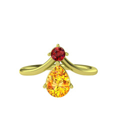 Garnet ve sitrin 8 ayar altın yüzük
