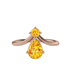 Pluvia Yüzük - Sitrin 925 ayar rose altın kaplama gümüş yüzük #qpmtsd