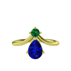 Pluvia Yüzük - Yeşil kuvars ve lab safir 925 ayar altın kaplama gümüş yüzük #uomx1y