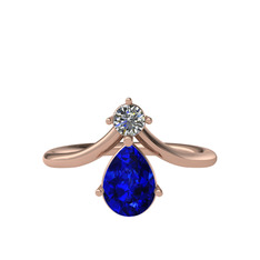 Pluvia Yüzük - Pırlanta ve lab safir 14 ayar rose altın yüzük (0.11 karat) #uwbq1p