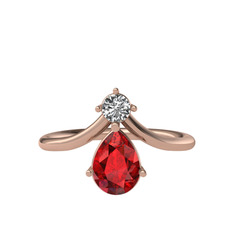 Swarovski ve garnet 14 ayar rose altın yüzük