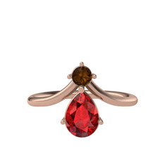 Pluvia Yüzük - Dumanlı kuvars ve garnet 8 ayar rose altın yüzük #w3uj5d