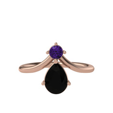 Pluvia Yüzük - Ametist ve siyah zirkon 18 ayar rose altın yüzük #wethbl