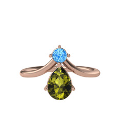 Pluvia Yüzük - Akuamarin ve peridot 8 ayar rose altın yüzük #wthiq