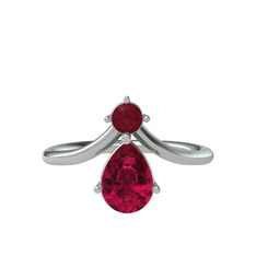 Pluvia Yüzük - Kök yakut ve rodolit garnet 18 ayar beyaz altın yüzük #ys2ejr
