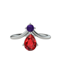 Ametist ve garnet 925 ayar gümüş yüzük