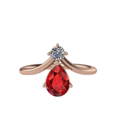 Pırlanta ve garnet 8 ayar rose altın yüzük (0.11 karat)