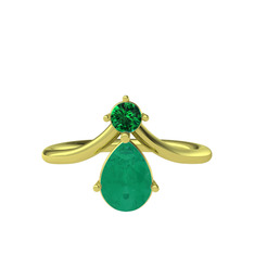 Yeşil kuvars ve kök zümrüt 925 ayar altın kaplama gümüş yüzük