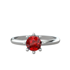 Garnet 8 ayar beyaz altın yüzük