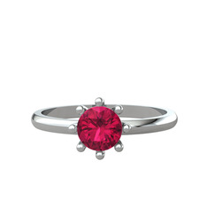 Rodolit garnet 18 ayar beyaz altın yüzük