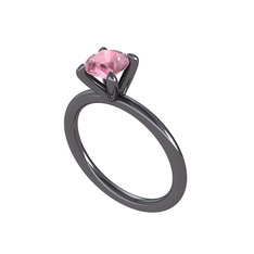 Pembe kuvars 925 ayar siyah rodyum kaplama gümüş yüzük