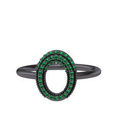 Aricia Yüzük - Yeşil kuvars 925 ayar siyah rodyum kaplama gümüş yüzük #15h2g4m