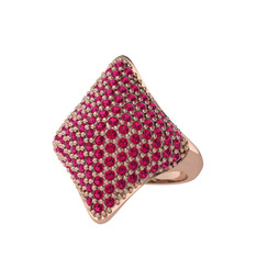 Rodolit garnet 18 ayar rose altın yüzük