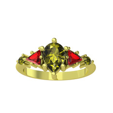 Peridot ve garnet 18 ayar altın yüzük