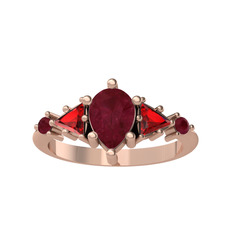 Issey 5 Taş Yüzük - Kök yakut ve garnet 925 ayar rose altın kaplama gümüş yüzük #12yzzsj