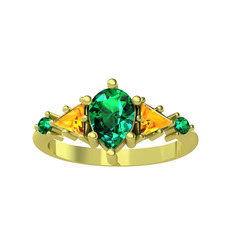 Yeşil kuvars ve sitrin 18 ayar altın yüzük