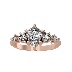 Issey 5 Taş Yüzük - Swarovski ve beyaz zirkon 14 ayar rose altın yüzük #15oub6t
