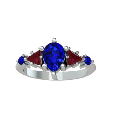 Lab safir ve kök yakut 8 ayar beyaz altın yüzük